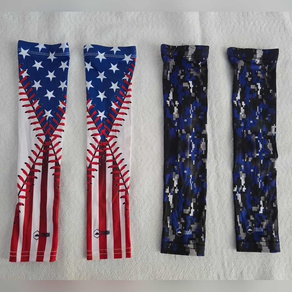 Kids Arm Sleeves - Stars and Camo Design. Sports Sleeves. Sun Protection 2 Pairs